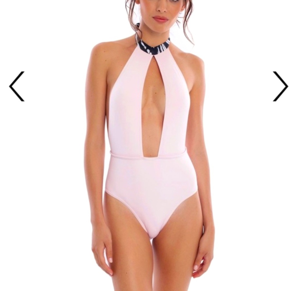 Revel Rey Pretty Pink Plunge Swimsuit XS